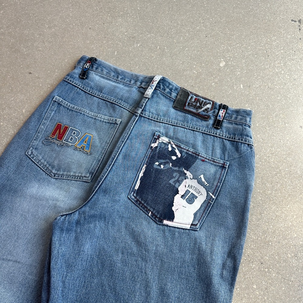 Vintage NBA Lebron James vs Carmelo Anthony Y2K Grunge Embroidered Baggy Jeans